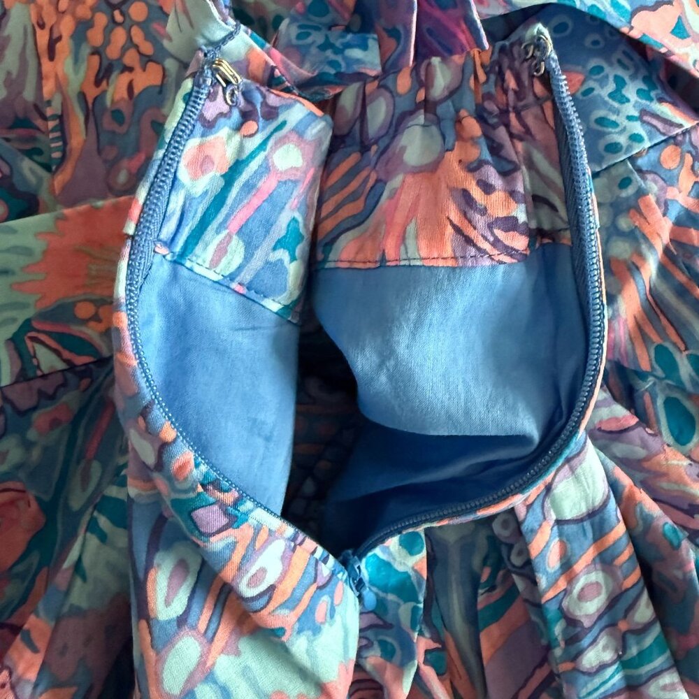 NWT Talbots 16WP Maxi Skirt 100% Cotton Multicolor Tropical Print Side Zipper - Picture 6 of 7